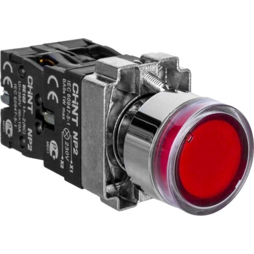 575778 | Кнопка управления NP2-BW1462 выступающая, красная, 1НЗ, AC/DC230В (LED), IP40 (R) Chint
