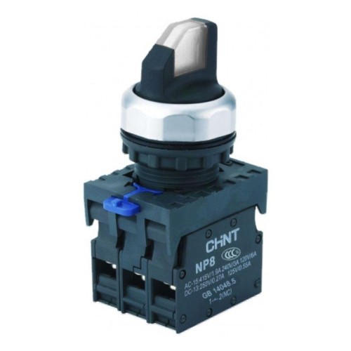 667707 | Переключатель подсвет. NP8-20XD/331, 3 полож. самовозв. 45град, белый, AC110-230В, 2НО, IP65 (R) Chint
