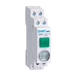 584075 | Кнопка модульная NP9-12D3/1 с подсветкой, 1НО+2НЗ, AC/DC230В, зеленая (R) Chint
